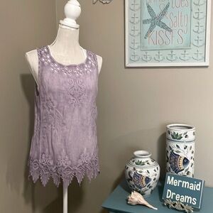 🌴 2/$12 SALE Cancun Purple Embroidered Eyelet Sleeveless Top